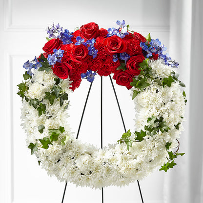 Patriotic Passion Wreath – PETALS & HEARTS FLOWER SHOP, Monterey Park CA