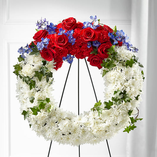 Patriotic Passion Wreath – PETALS & HEARTS FLOWER SHOP, Monterey Park CA