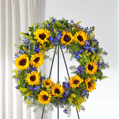 Bright Rays Wreath – PETALS & HEARTS FLOWER SHOP, Monterey Park CA