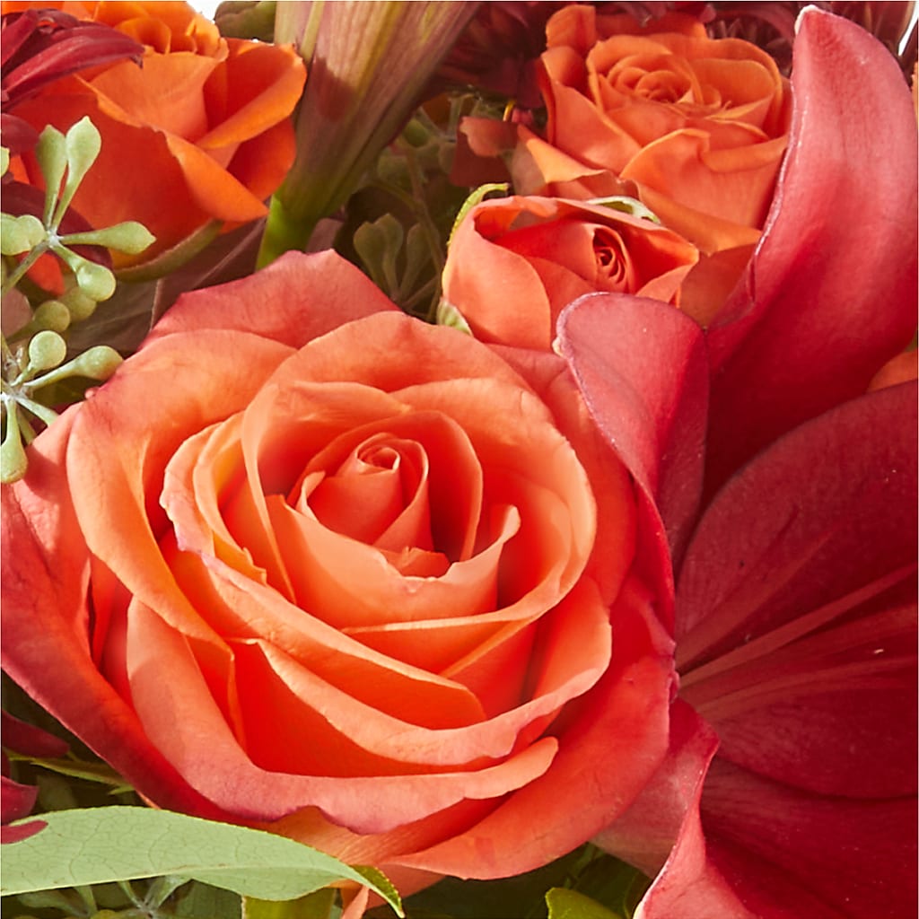 Crimson Leaves Bouquet – PETALS & HEARTS FLOWER SHOP, Monterey Park CA