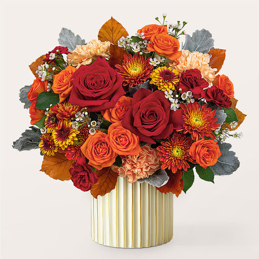 Merlot Bouquet with Ivory Vase – PETALS & HEARTS FLOWER SHOP, Monterey Park CA