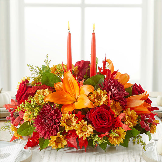 Autumn's Embrace Centerpiece – PETALS & HEARTS FLOWER SHOP, Monterey Park CA
