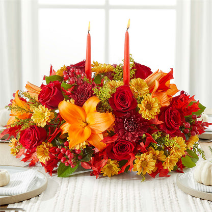 Autumn's Embrace Centerpiece – PETALS & HEARTS FLOWER SHOP, Monterey Park CA