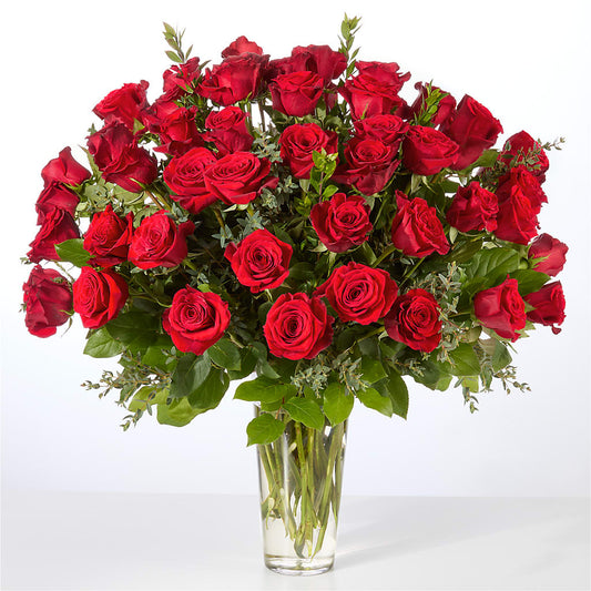 Forever Yours Fifty Stem Red Rose Bouquet – PETALS & HEARTS FLOWER SHOP, Monterey Park CA